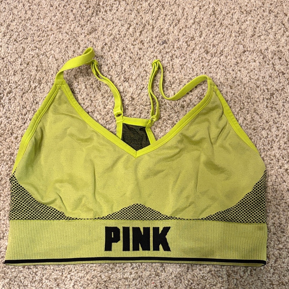 PINK Victoria's Secret Neon Yellow Sports Bra